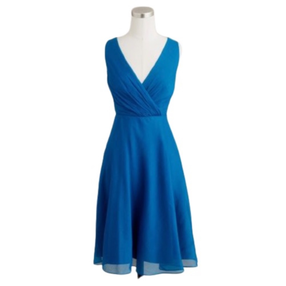 🎀 JCrew Teal Dress Silk Chiffon Cocktail P00 XXS Formal Short Prom Graduation